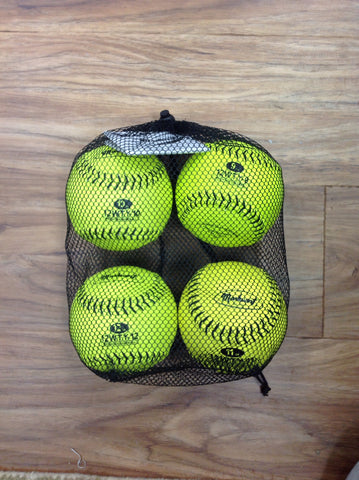 Set of Optic Yellow 12" Weighted Leather Training Softballs