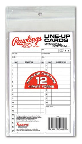 Rawlings Team Line-Up Cards