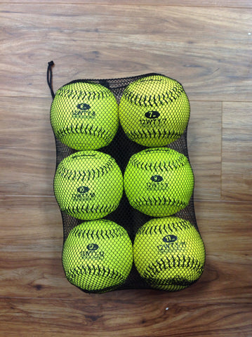 Set of Optic Yellow 12" Weighted Leather Training Softballs